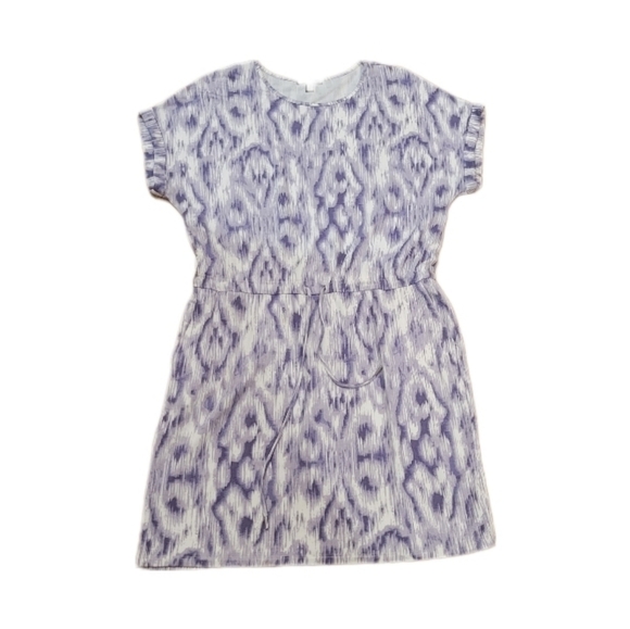 Hilary Radley Purple/White‎ patterned drawstring waist dress size Large - Picture 1 of 7